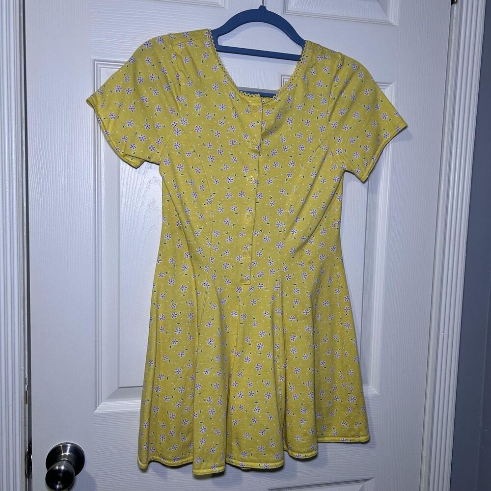 Christie Brooks Vintage Romper Youth Large Yellow Floral Scoop Neck Tie Back
